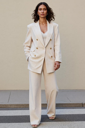 Ivory 2 Piece Peak Lapel Double Breasted Women Suits